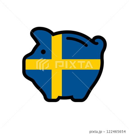 Flag of Sweden, piggy bank icon, vector symbol 122465654