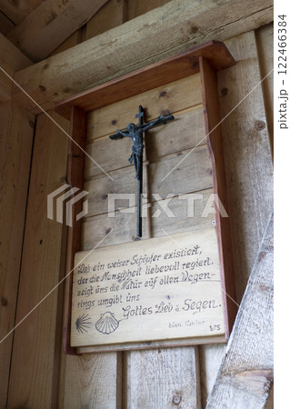 Religious and Christian objects and candles on the Munich Way of St. James, Bavaria, Germany Religious and Christian objects and candles on the Munich Way of St. James, Bavaria, Germany 122466384