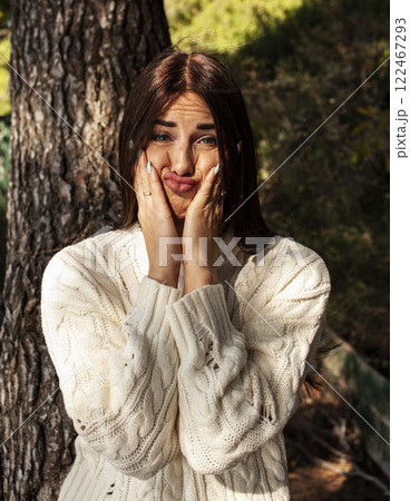 young pretty brunette woman on sea coast, lifestyle people concept young pretty brunette woman on sea coast, lifestyle people concept 122467293