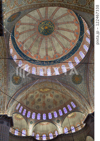 Magnificent ceiling of blue mosque or Sultanahmet mosque, Istanbul 122467338