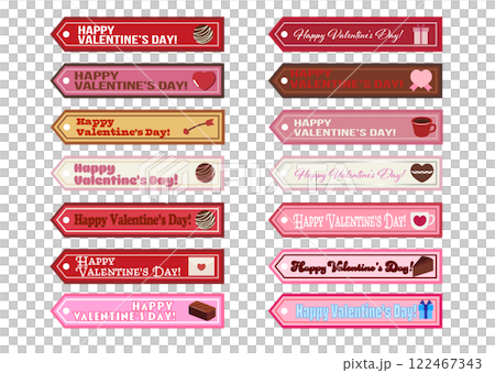 A3 size printed Valentine's Day gift tag label set with clip art and illustrations 122467343