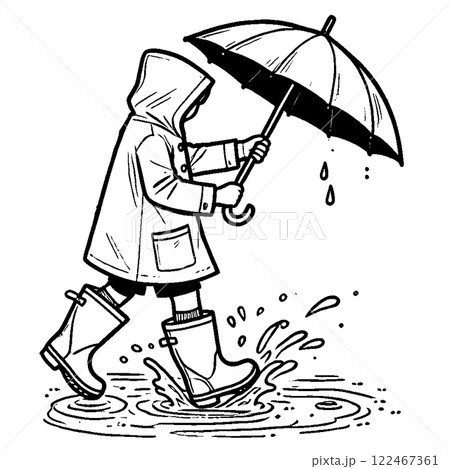 傘を持った子供 122467361