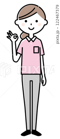 介護スタッフ　ヘルパー　OKサイン 122467379