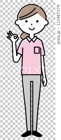 介護スタッフ　ヘルパー　OKサイン 122467379