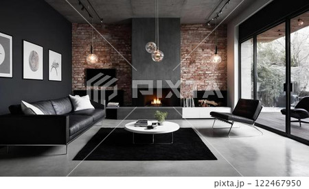 モダンデザイン、ミニマムデザイン、リビングルーム 122467950