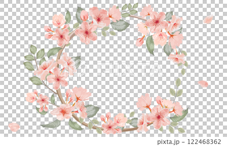 水彩畫的櫻花框架 122468362