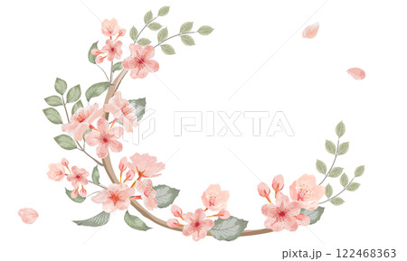 水彩で描いた桜のフレーム 122468363