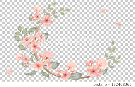 水彩で描いた桜のフレーム 122468363