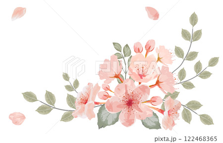水彩で描いた桜と植物のフレーム 水彩で描いた桜と植物のフレーム 122468365