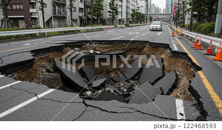 道路陥没/穴 道路陥没/穴 122468593