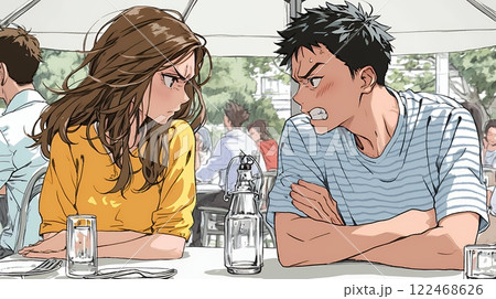 口論している若いカップル（夫婦）