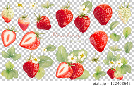 Watercolor strawberry material set 122468642