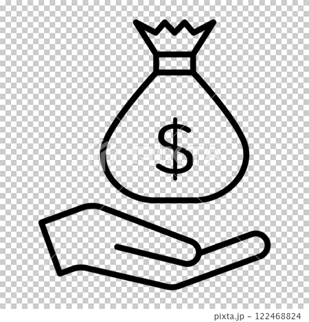 ドルのお金の袋を持っている手のイラスト ドルのお金の袋を持っている手のイラスト 122468824
