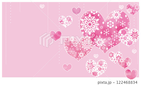 雪とハートのバレンタインイメージ背景 122468834