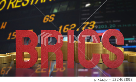 The Red  Brics and Gold  coins for Business concept 3d Rendering. 122468898