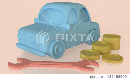 The Car and coins for Transport or Business concept 3d Rendering. 122468900