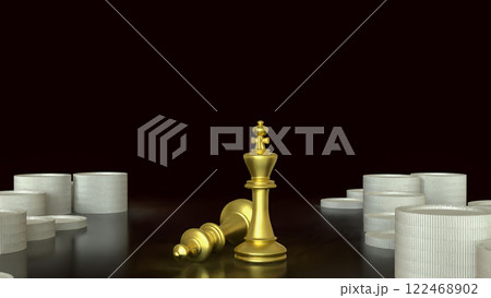 The Gold chess and coins for Business concept 3d Rendering. 122468902