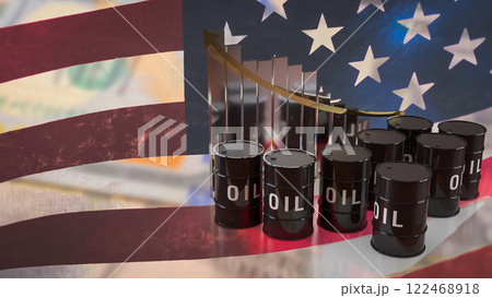 The Oil Tank on USA flag for Business concept 3d Rendering. 122468918