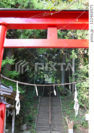 山中にひっそりと鎮座する子持神社　鳥居　渋川市　 122468975