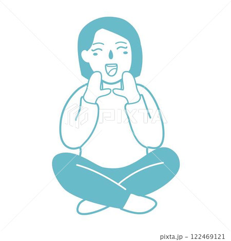 girl sitting cheer up gesture illustration 122469121