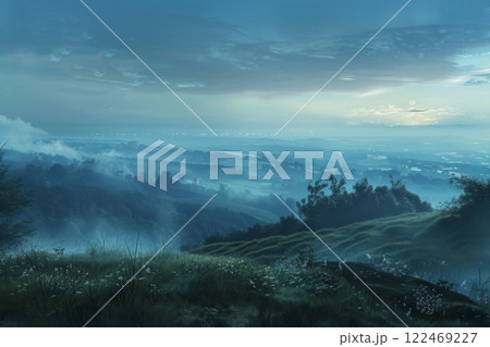 Mystical Dawn Over Fog-Enshrouded Valley 122469227