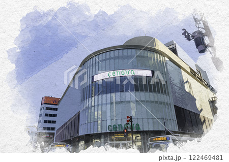 水彩画風 新静岡駅 セノバ 静岡県静岡市 水彩画風 新静岡駅 セノバ 静岡県静岡市 122469481