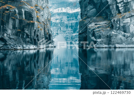 Majestic Fjord with Clear Blue Water and Cliffs 122469730