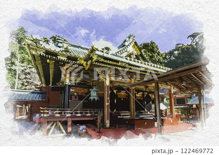 水彩画風 静岡 久能山東照宮 御社殿 静岡県静岡市 水彩画風 静岡 久能山東照宮 御社殿 静岡県静岡市 122469772