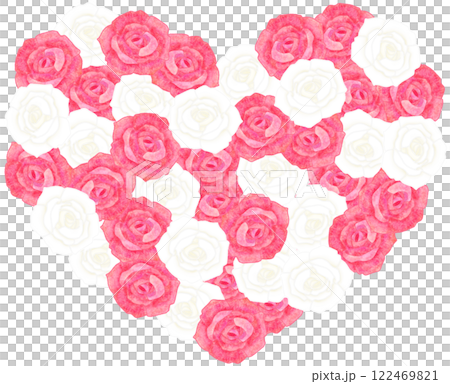 ピンクと白のバラのハート おしゃれな薔薇のイラスト ピンクと白のバラのハート おしゃれな薔薇のイラスト 122469821