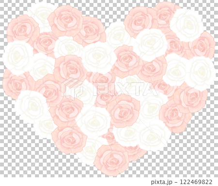ベビーピンクと白のバラのハート おしゃれな薔薇のイラスト ベビーピンクと白のバラのハート おしゃれな薔薇のイラスト 122469822