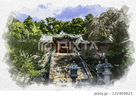 水彩画風　静岡　久能山東照宮　唐門　静岡県静岡市 122469823