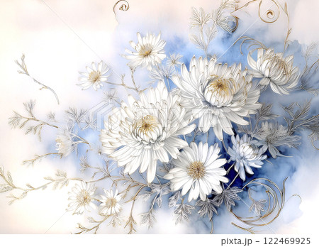白い菊の装飾	 122469925