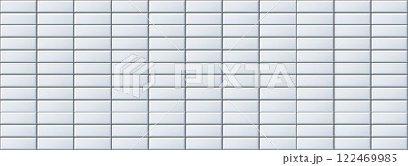 Seamless light blue tile pattern. Rectangle ceramic tiled texture for bathroom wall, kitchen floor, pool surface. Repeating white mosaic grid background. Repeated grey brick backdrop. Vector wallpaper 122469985