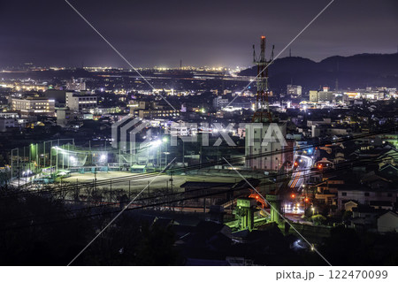 玉島市街地の夜景　玉島商業高校野球場　岡山県倉敷市 122470099