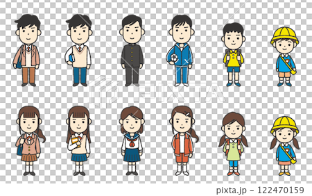各類學生全身插畫 122470159
