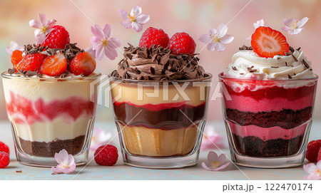 桜とイチゴのスイーツ 122470174