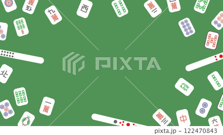 麻雀フレーム素材緑 122470843