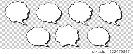 Set of cloud-shaped speech bubbles with shadow Set of cloud-shaped speech bubbles with shadow 122470847