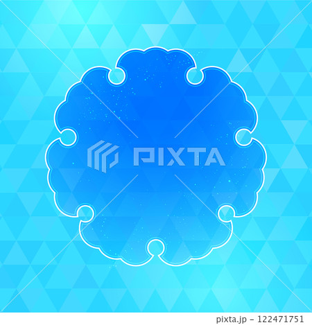 鱗文様の背景と雪輪紋のフレーム。ひんやりとした印象を与える清涼感ある夏のベクター素材。 鱗文様の背景と雪輪紋のフレーム。ひんやりとした印象を与える清涼感ある夏のベクター素材。 122471751