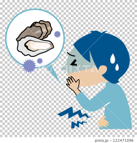 食物中毒牡蠣插圖一個人 122471896