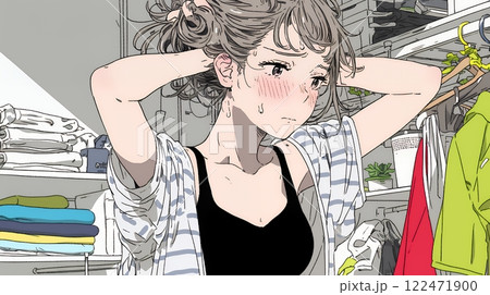 恥ずかしがって顔を赤らめている女性（異性を意識して？）