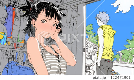 恥ずかしがって顔を赤らめている女性（異性を意識して？）