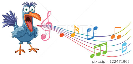 Singing Bird with Colorful Musical Notes Singing Bird with Colorful Musical Notes 122471965
