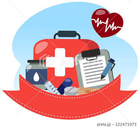Healthcare Essentials and First Aid Kit 122471973