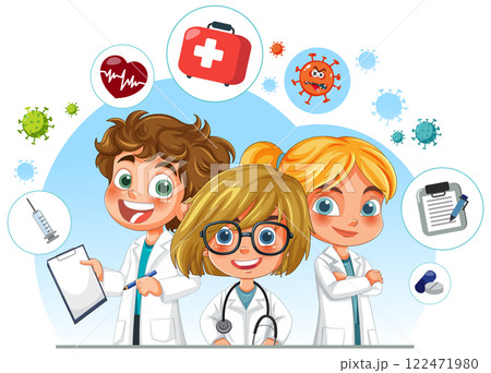 Young Doctors and Medical Symbols 122471980