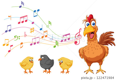 Musical Rooster and Chicks Melody 122471984