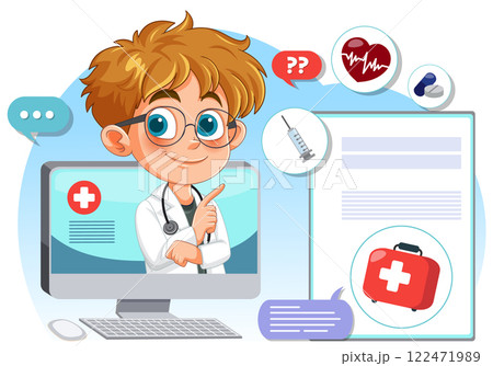 Virtual Doctor Consultation Illustration 122471989