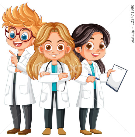 Team of Young Scientists in Lab Coats 122471990