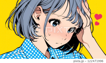 恥ずかしがって顔を赤らめている女性（異性を意識して？）