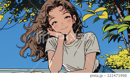 恥ずかしがって顔を赤らめている女性（異性を意識して？）